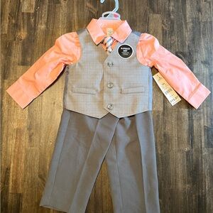 George Kids Matching Set - Coral and Gray